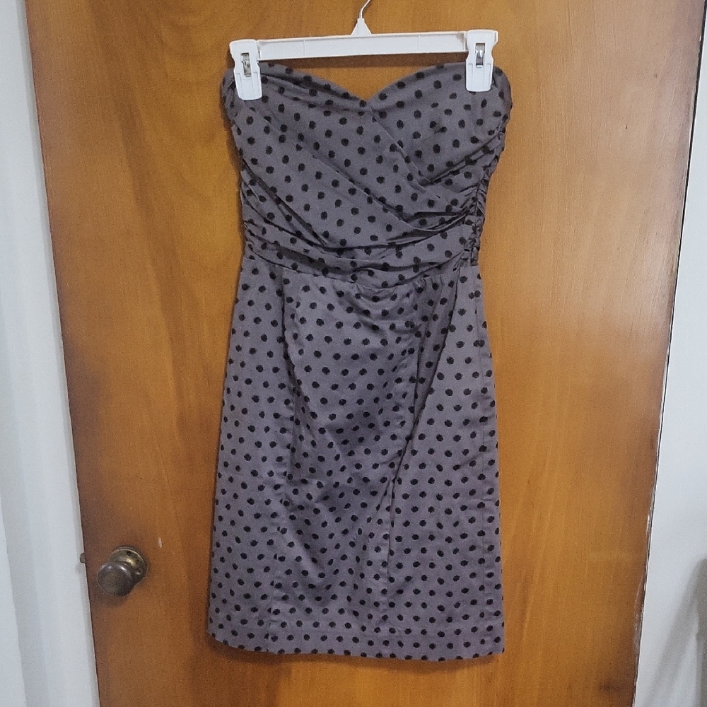 H&M Strapless Gray Dress with Black Polka Dots